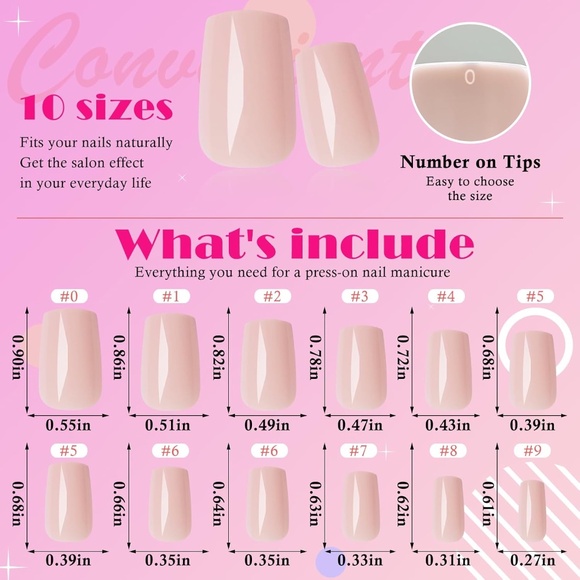 240 Pieces Nude Medium Square Nails - Picture 3 of 6